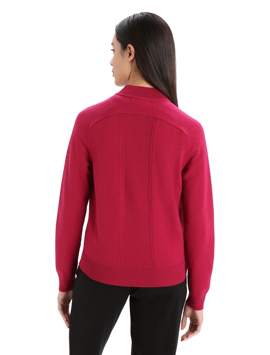 Kurtka Icebreaker City Label ZoneKnit™ Merino Insulated Knit Bomber Damskie Różowe | PL 1289QMAZ